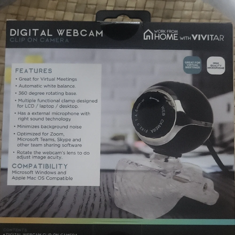 Vivitar Black Clip-On Webcam